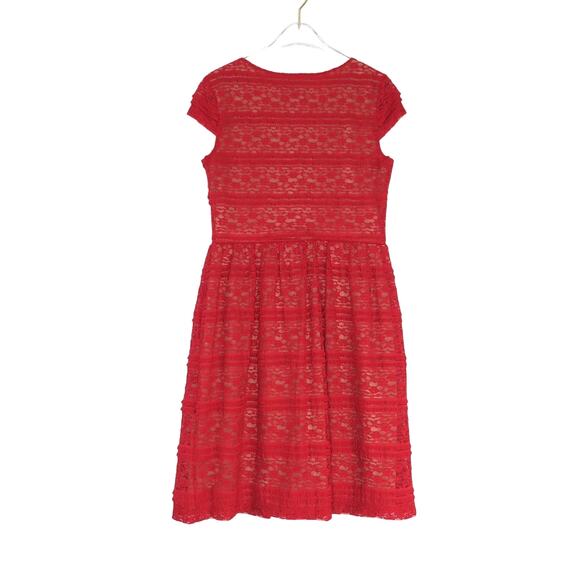 En Focus Studio Red Lace High Neck Fit & Flare Formal Midi Dress Size 6 Small - Picture 5 of 8